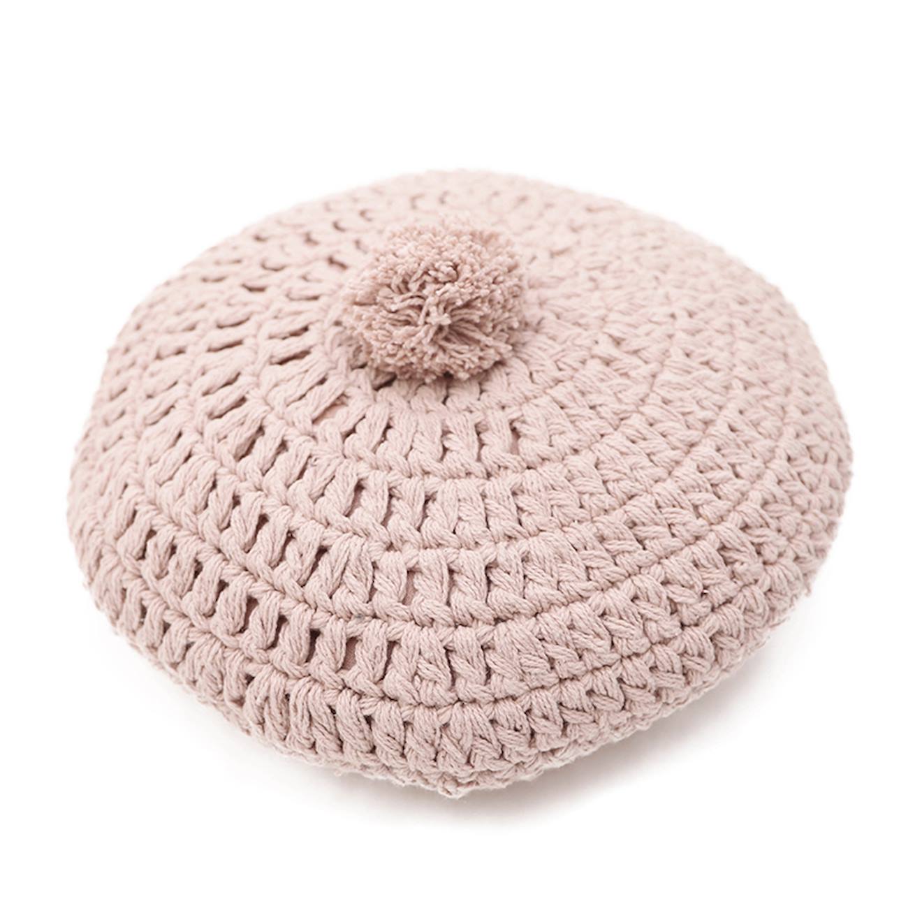 Coussin Coton Rond Crochet Lenka Nude