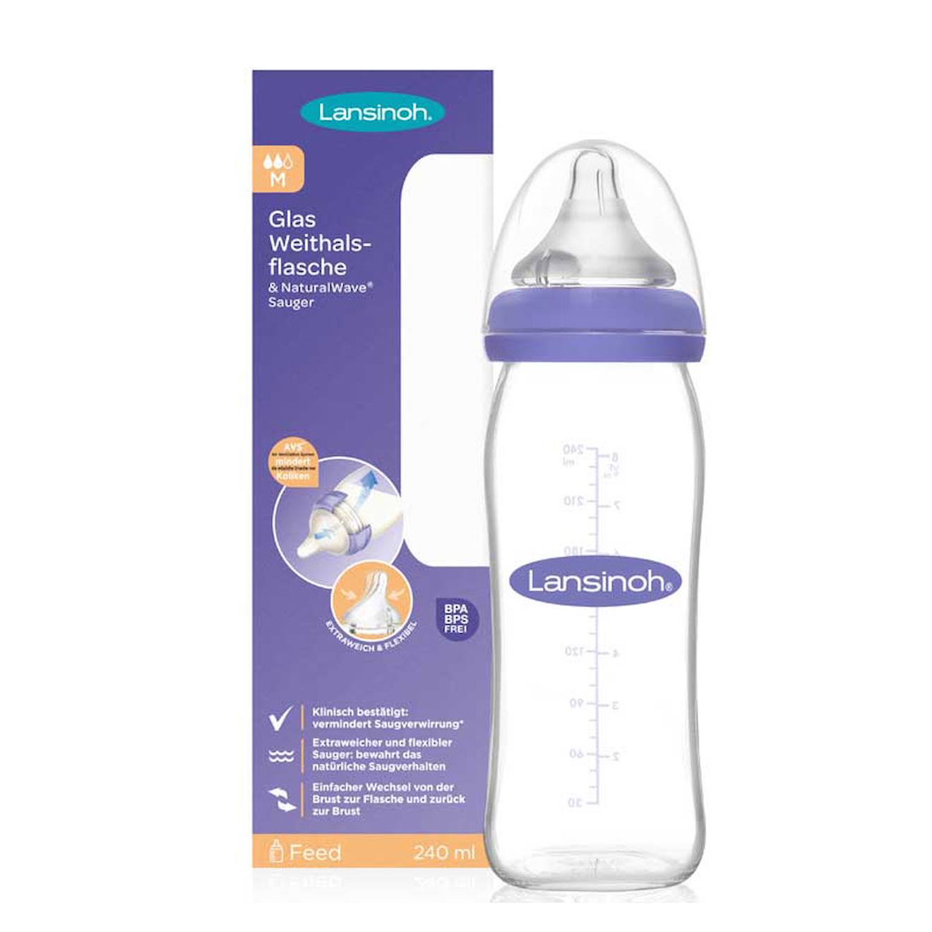 Biberon En Verre 240ml Violet