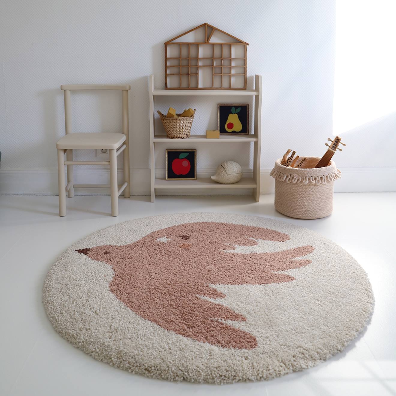 Nattiot - Tapis Chambre Enfant Petit Oiseau Bohemian Bird Creme
