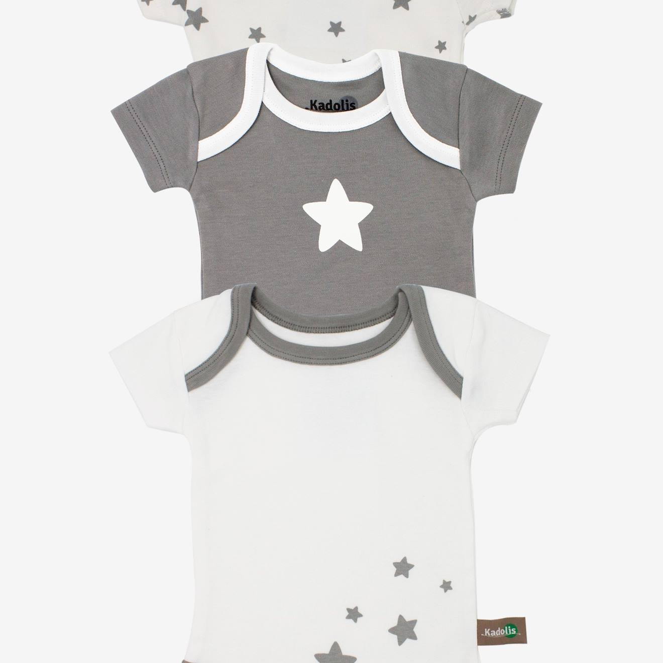 Body Manches Courtes En Coton Bio À Motifs Étoiles (lot De 3) Gris Foncé
