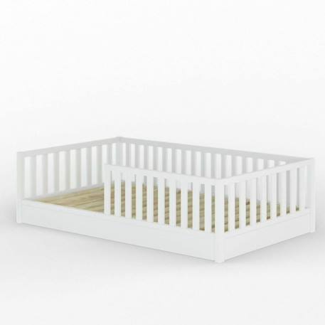 Lit enfant montessori bois massif romeo Blanc+Bois+Noisette 2 - vertbaudet enfant 
