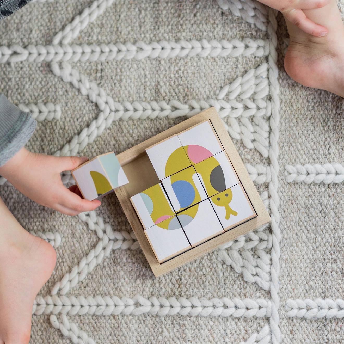 Puzzle Cubes Animaux En Bois Multicolore (Kindsgut) - Image 2
