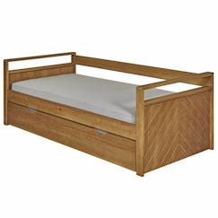 Chambre et rangement-Pack lit banquette gigogne avec matelas bois massif ivy