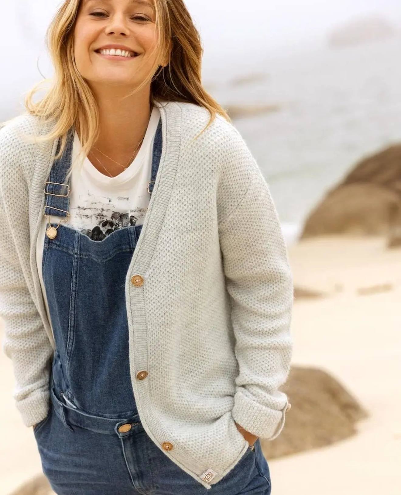 Cardigan De Grossesse En Maille Abelha Gris Perle