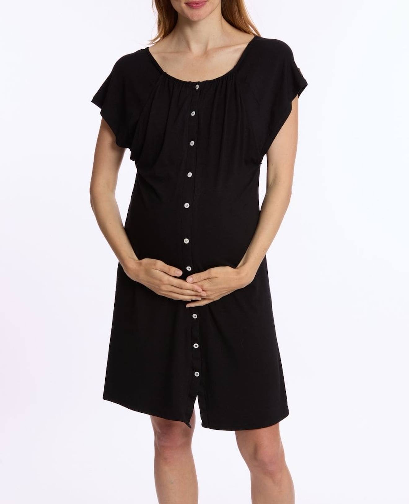 Chemise De Nuit Allaitement Sosolism 3 En 1 - Coton Élasthanne - Hôpital, Maternité - Poches - Manches Courtes