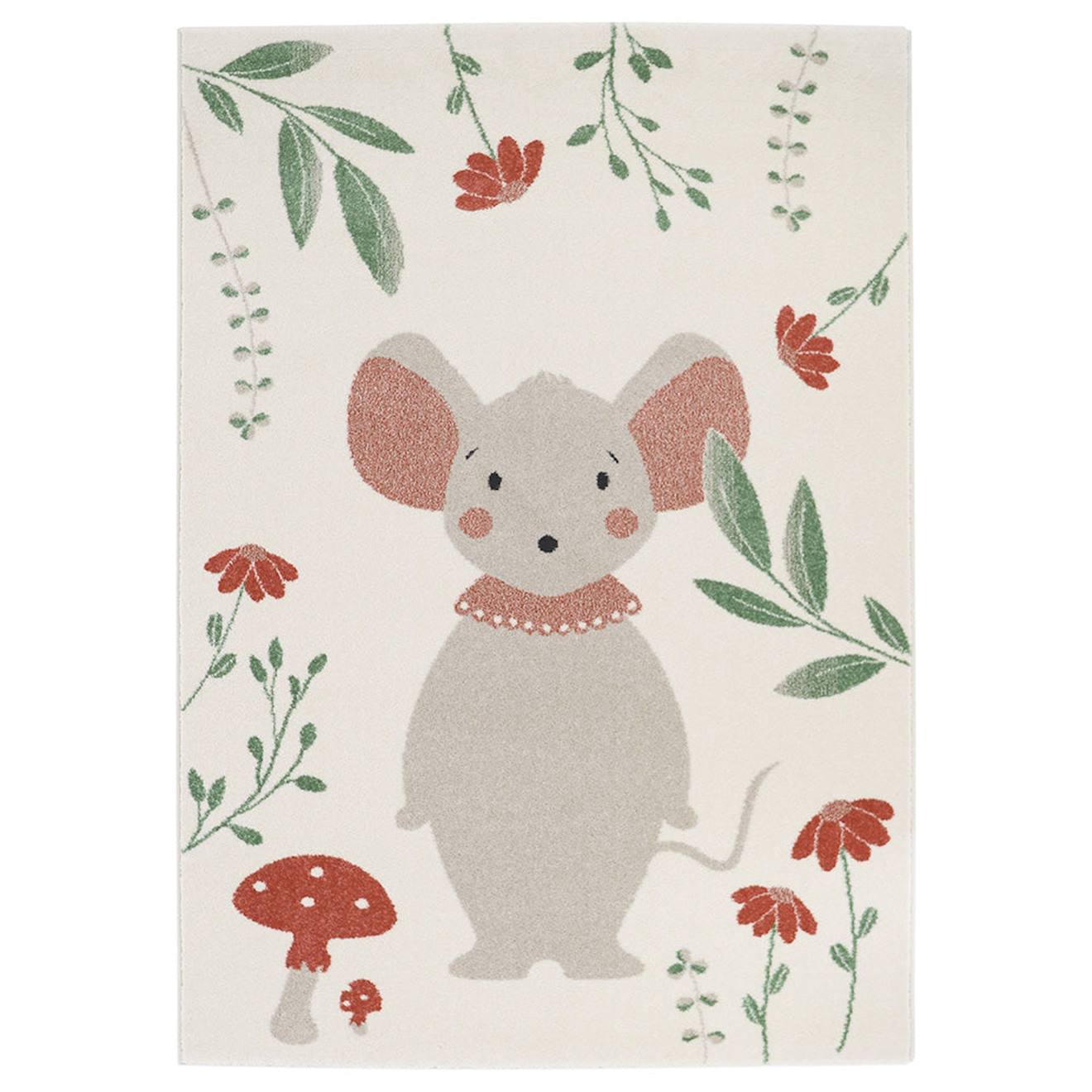 Nattiot - Tapis Enfant Petite Souris Poly Multicolore