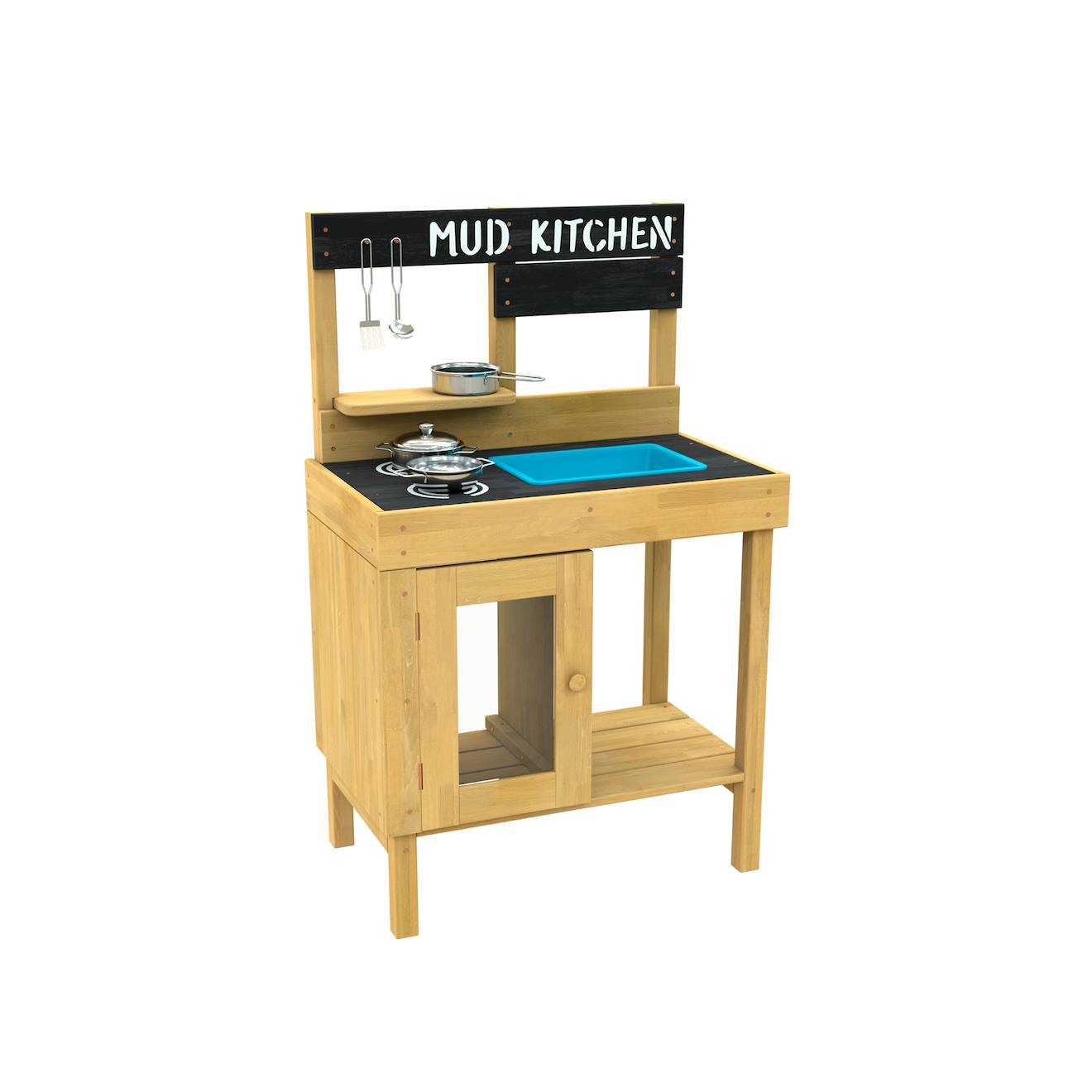 Cuisine D'extérieur Pour Enfant Junior Cook Bois Fsc® Marron - Bleu - Noir