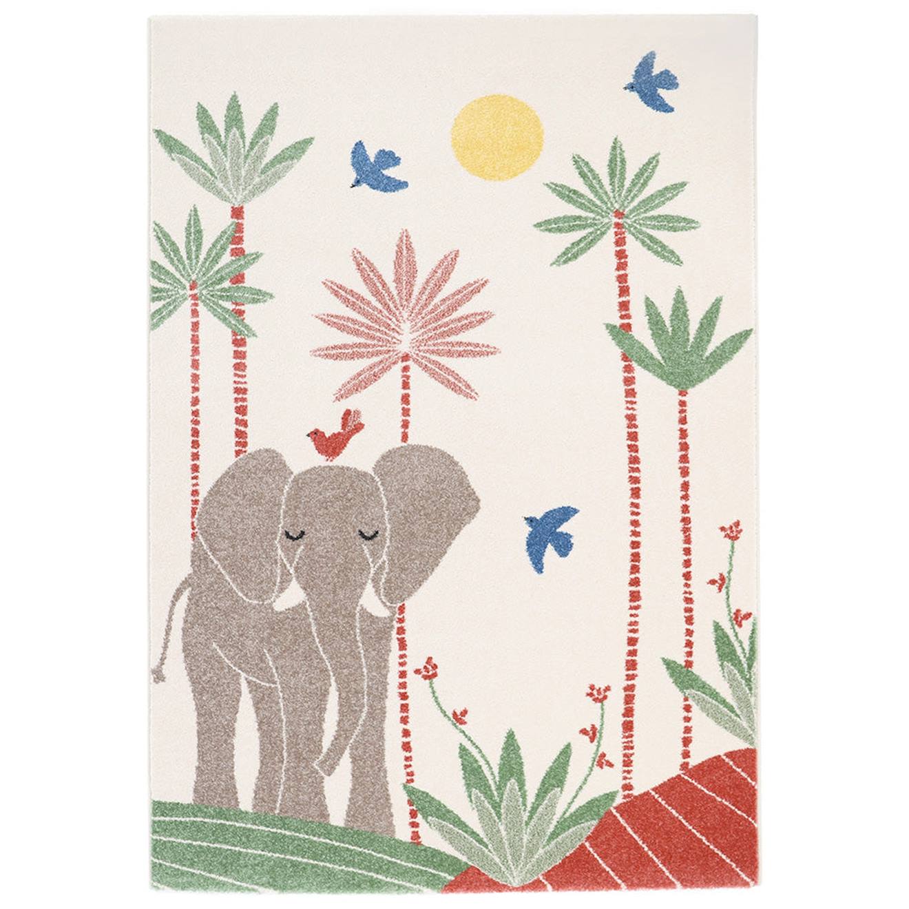 Nattiot - Tapis Chambre Enfant Éléphant Mamalena Multicolore