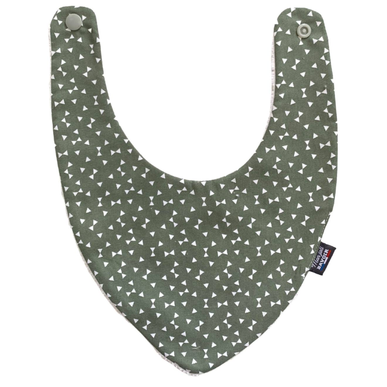 Bavoir Bandana (bleu Imprimé Feuilles) Kaki Triangles