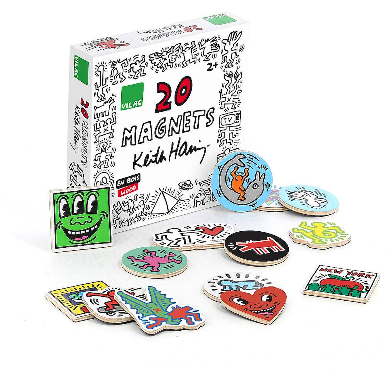 Vilac - Coffret 20 Magnets Keith Haring Blanc