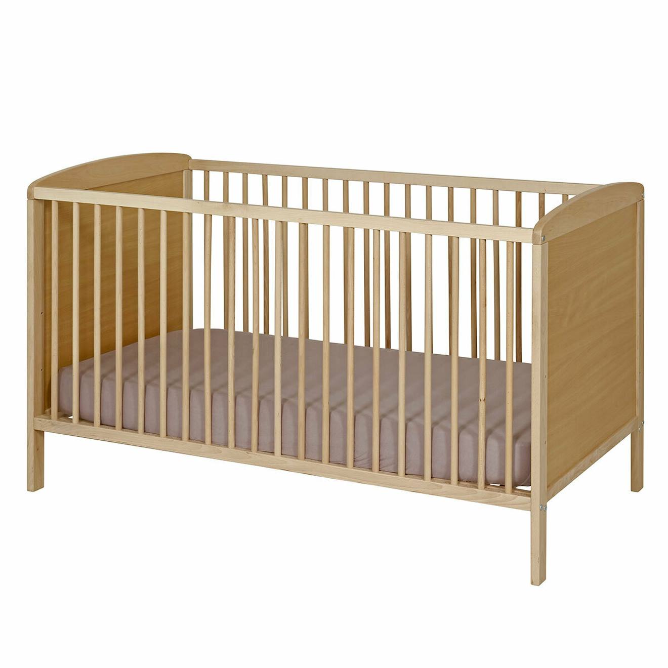 Lit Bébé À Barreaux Bois Massif Flocon Bois Naturel