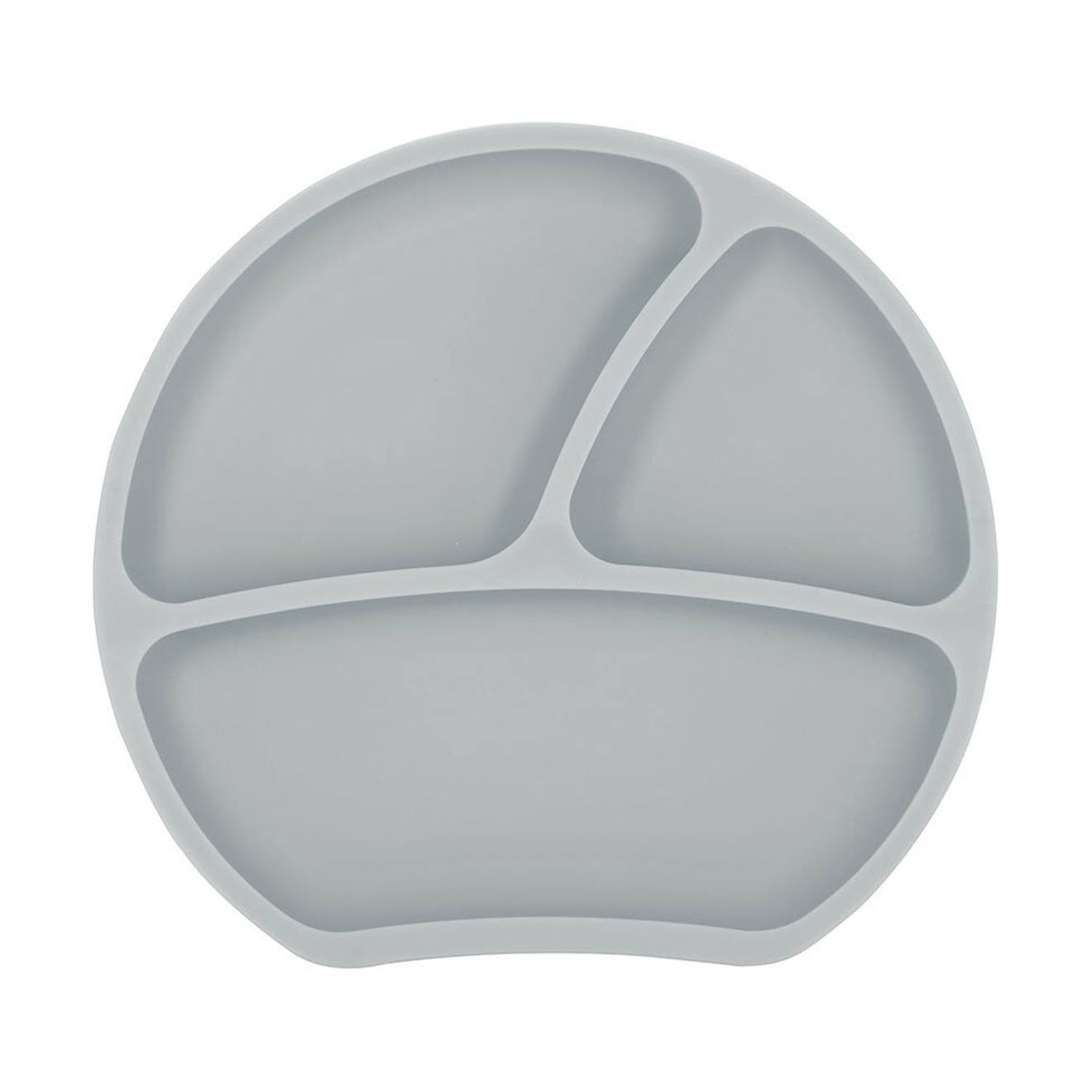 Assiette À Compartiments Avec Ventouse Gris Clair