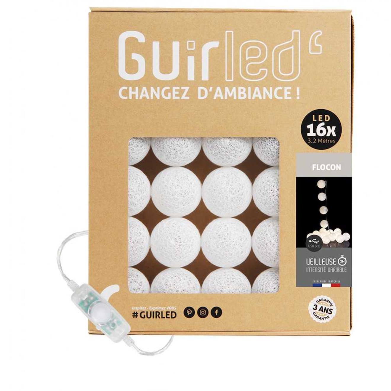 Guirlande Boule Lumineuse Led Usb Veilleuse 2h Flocon