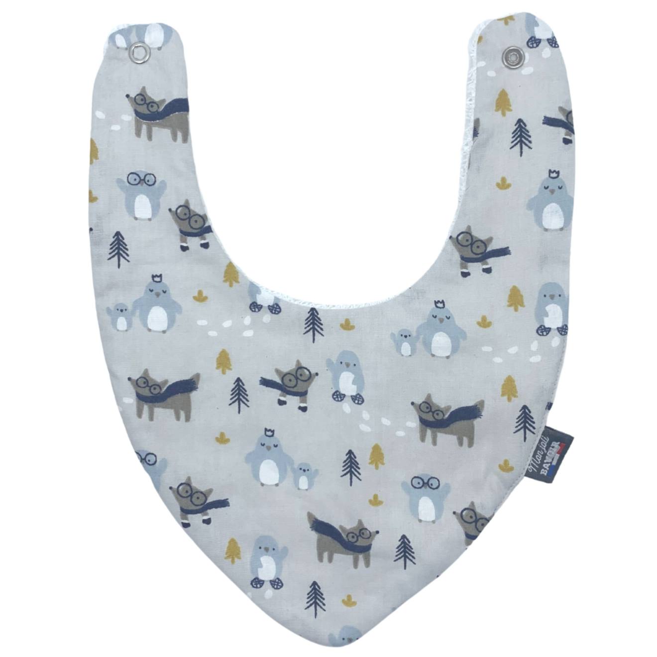 Bavoir Bandana (bleu Imprimé Feuilles) Animaux Polaires