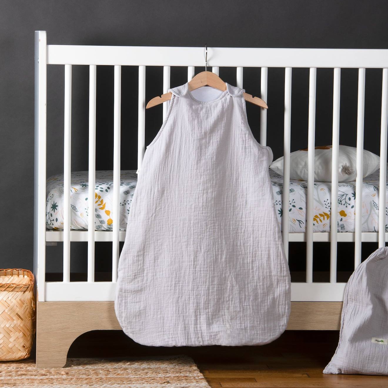 Gigoteuse Gaze De Coton Bio Gris Foncé