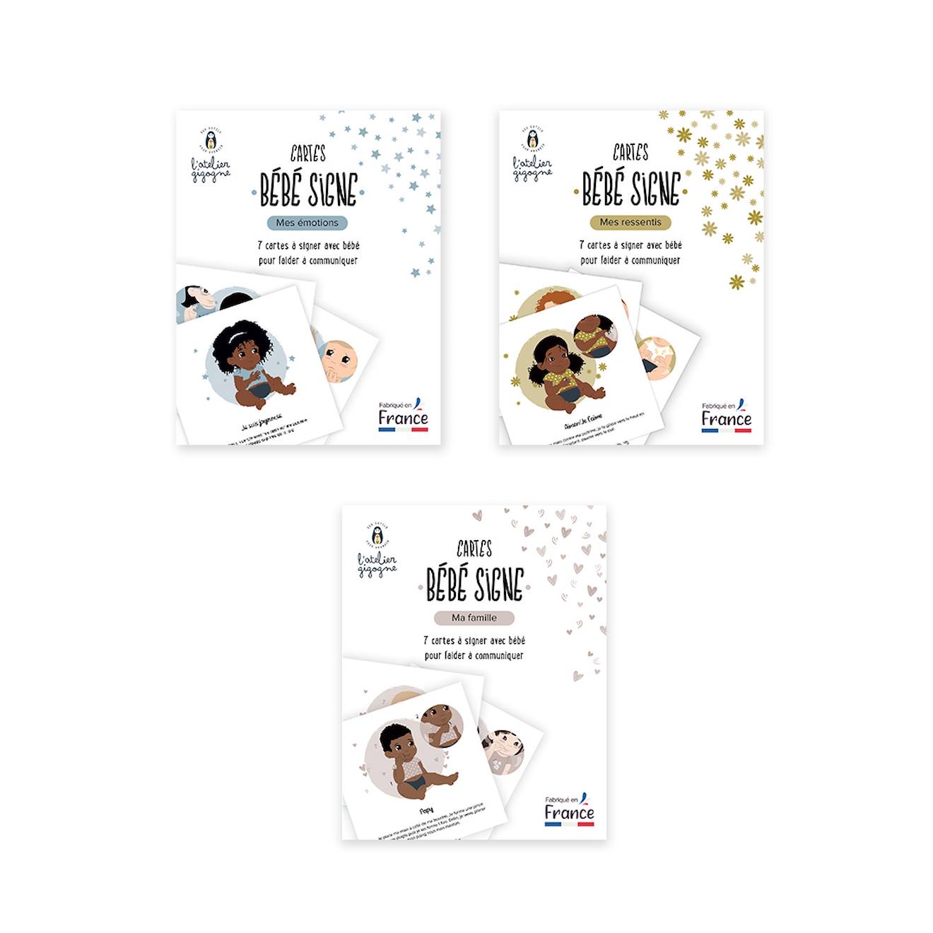 21 Cartes Bébé Signe - Happy Blanc