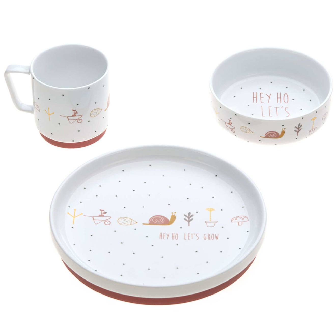 Coffret Repas En Porcelaine Garden Explorer Escargot Blanc