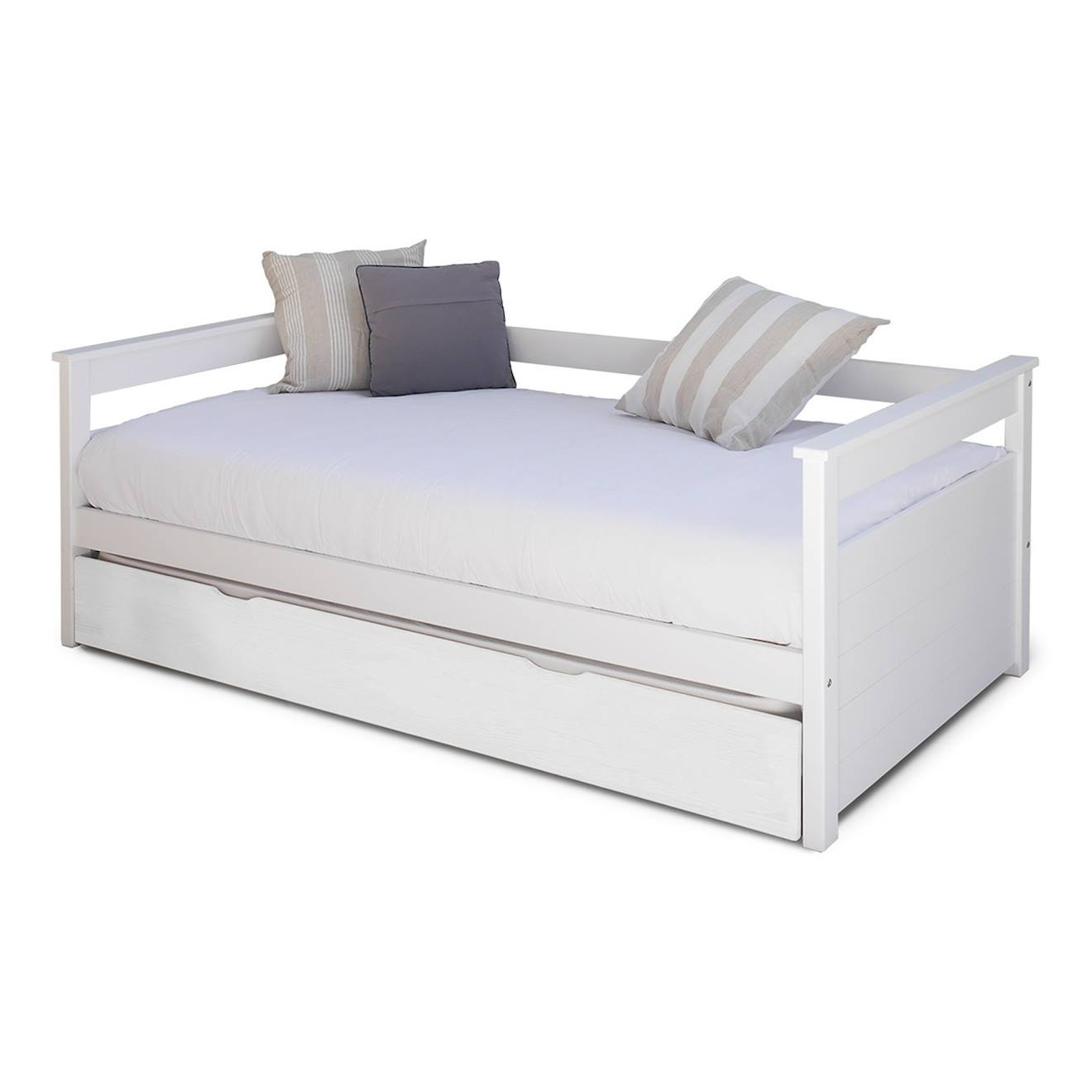 Pack Lit Gigogne Avec 2 Matelas Bois Massif Izao Blanc