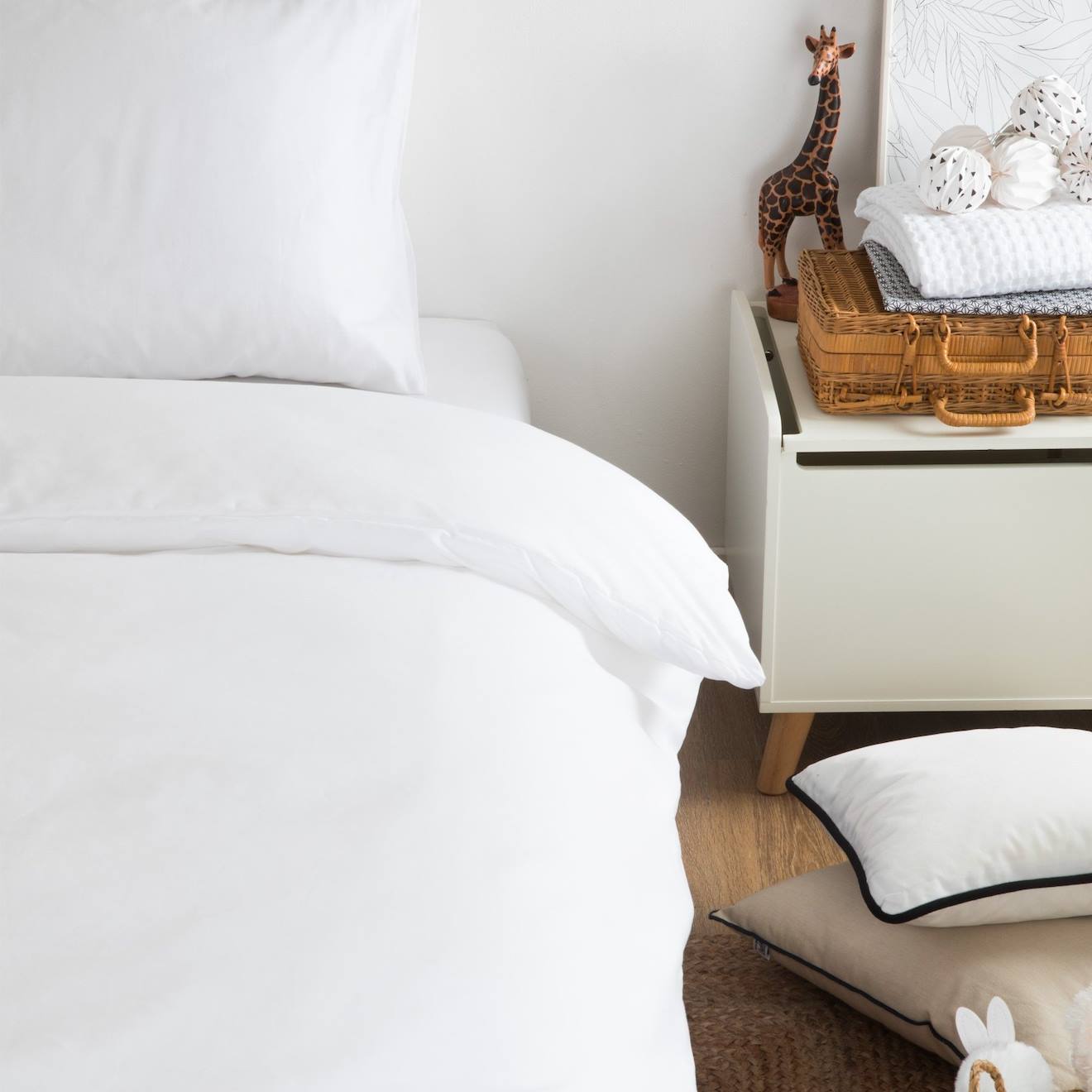 Housse De Couette Unie En Coton Bio Pour Lit 1 Personne Blanc