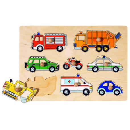 Goki - Puzzle À Boutons Moyens De Transport 8 Éléments Multicolore