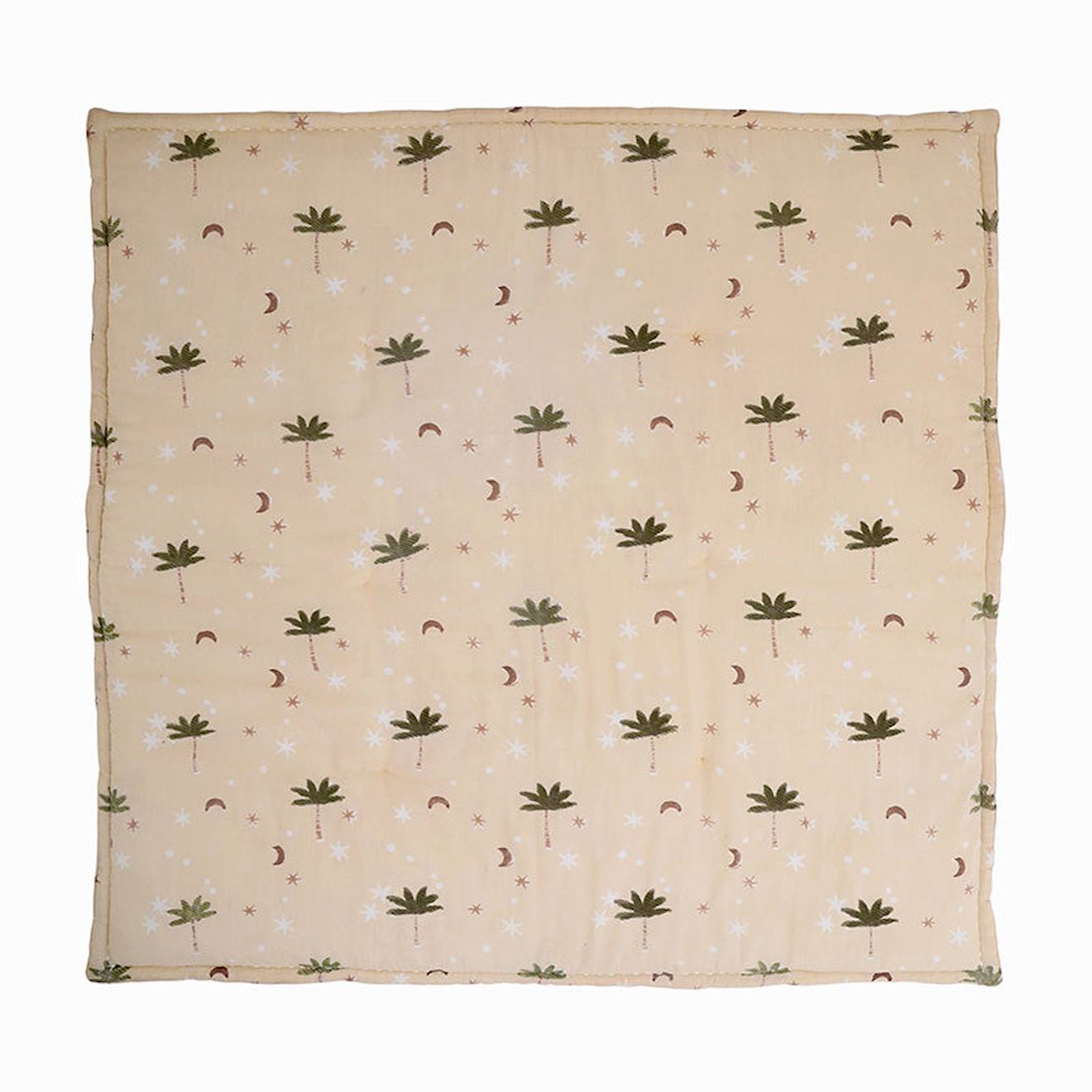 Tapis De Repos Bébé Coton Imprimé Petits Palmiers Jaipury Crème Brûlée