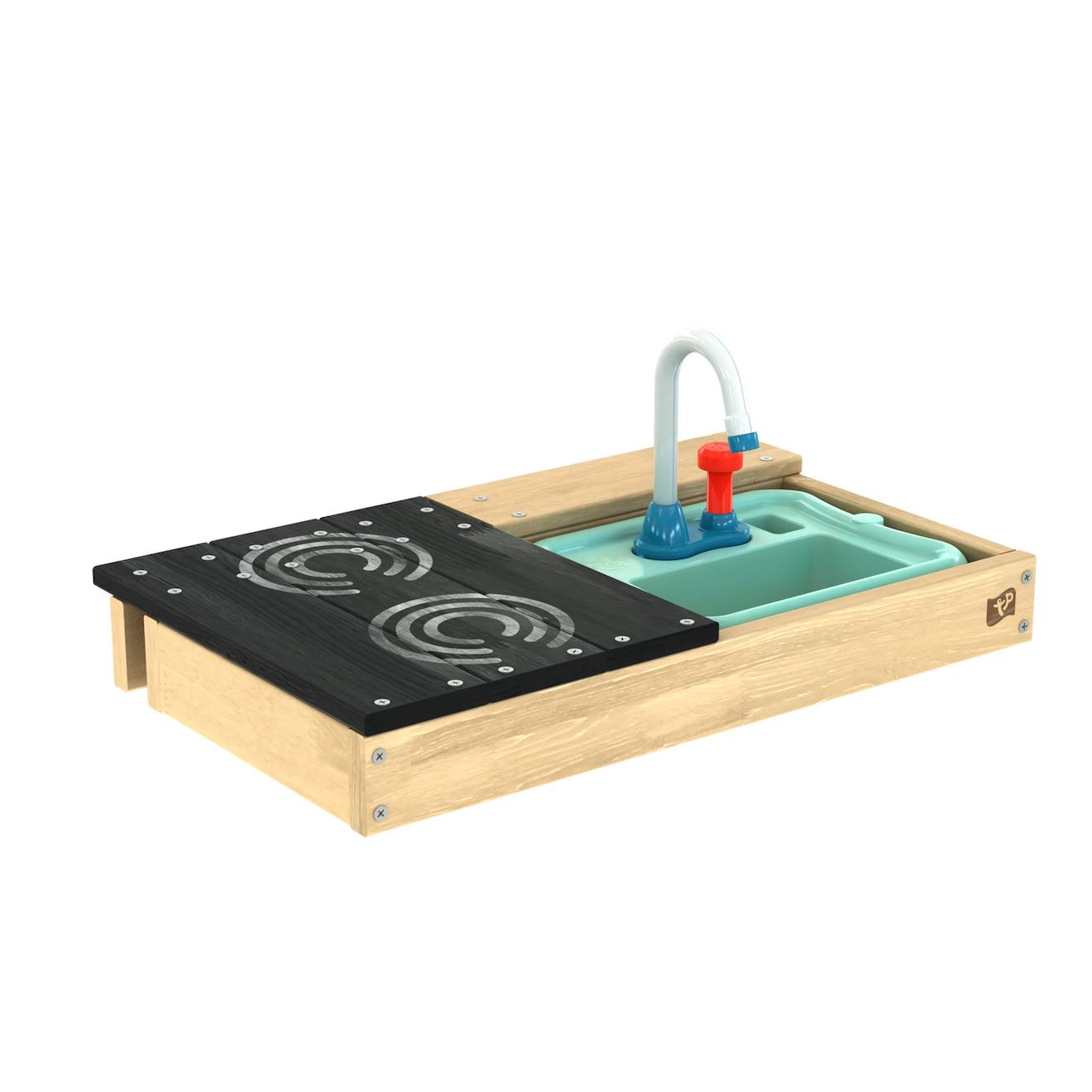 TP Toys - Cuisine Extérieure Pour Maisonnette Bois Fsc® Marron - Bleu - Noir