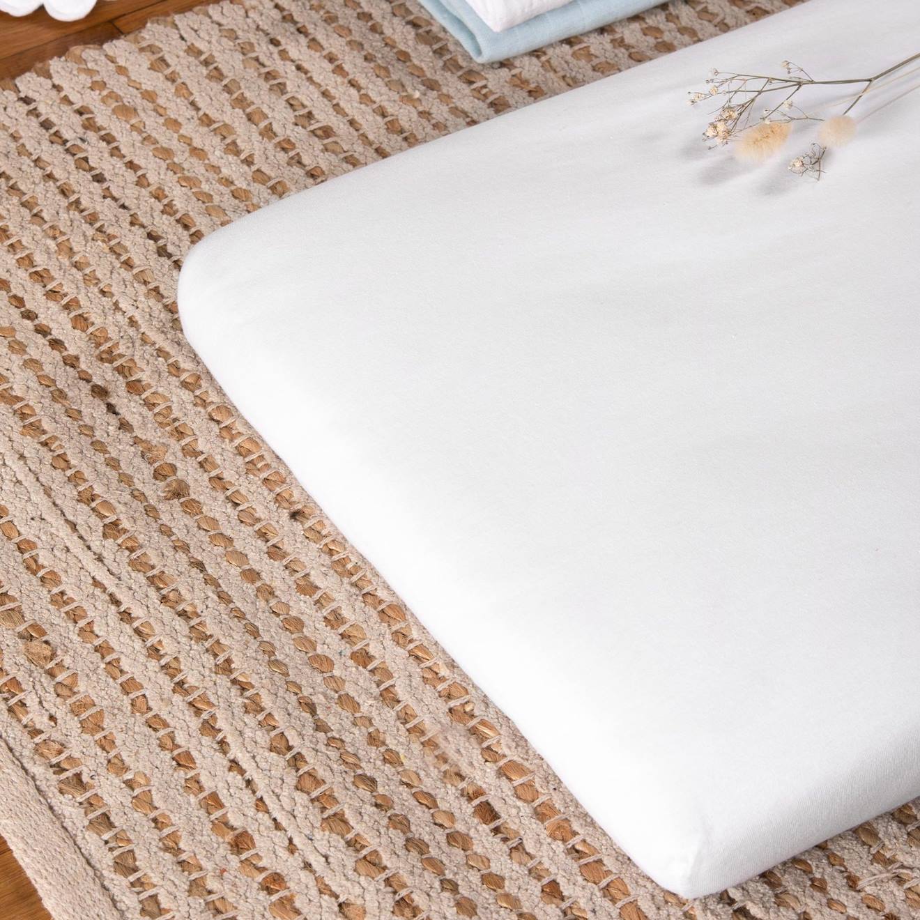 Drap Housse Coton Bio Jersey- Berceau Blanc