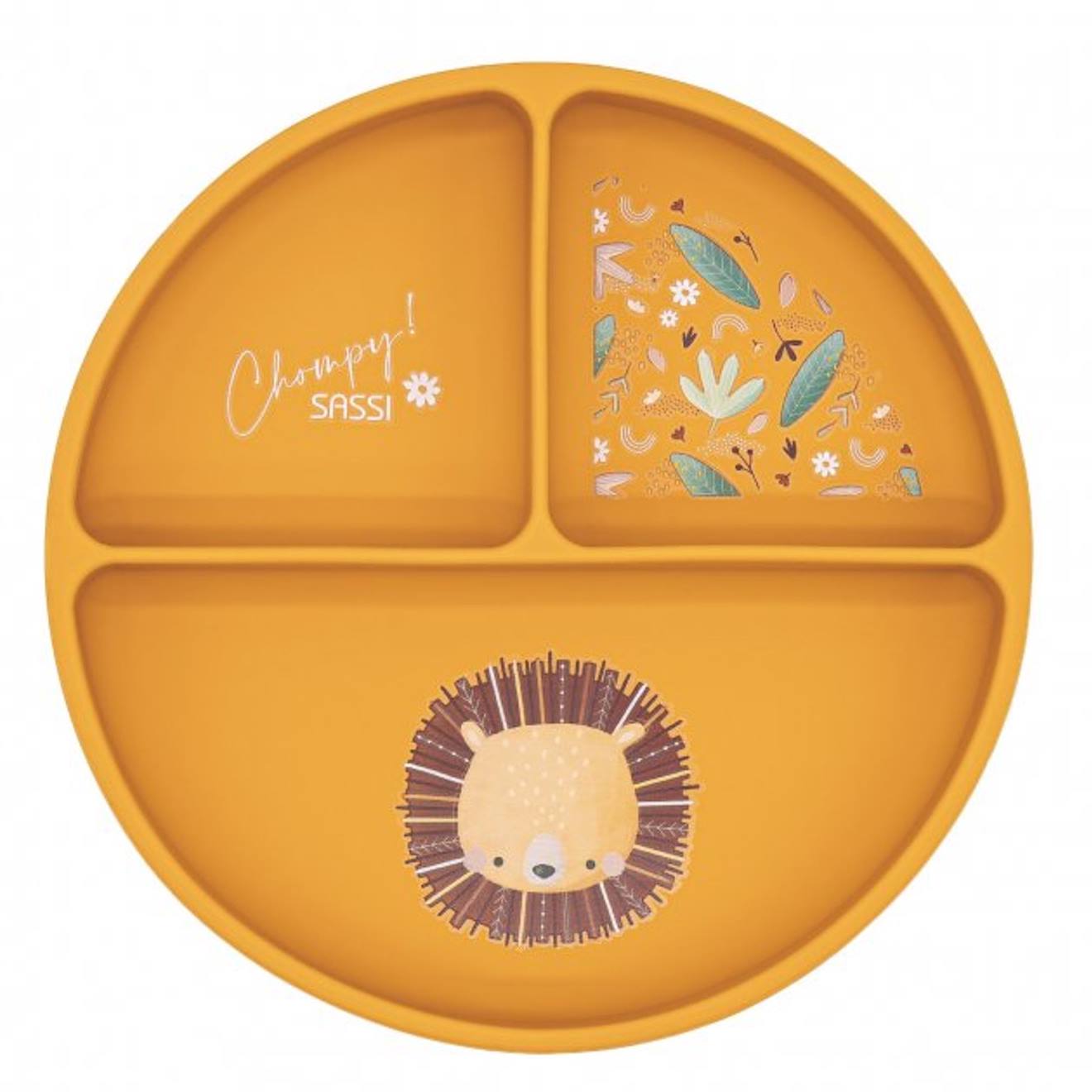 Assiette Compartimentée En Silicone Avec Ventouse Animaux Orange