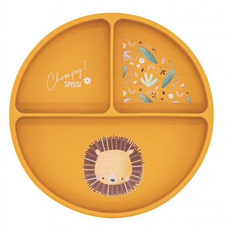 Sassi - Assiette Compartimentée En Silicone Avec Ventouse Animaux Orange