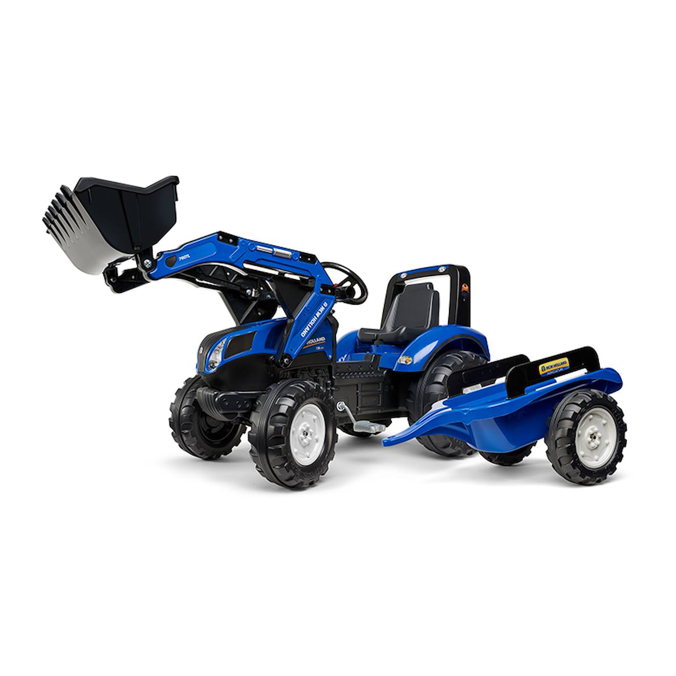 Tractopelle À Pédales Avec Remorque Bleu New Holland