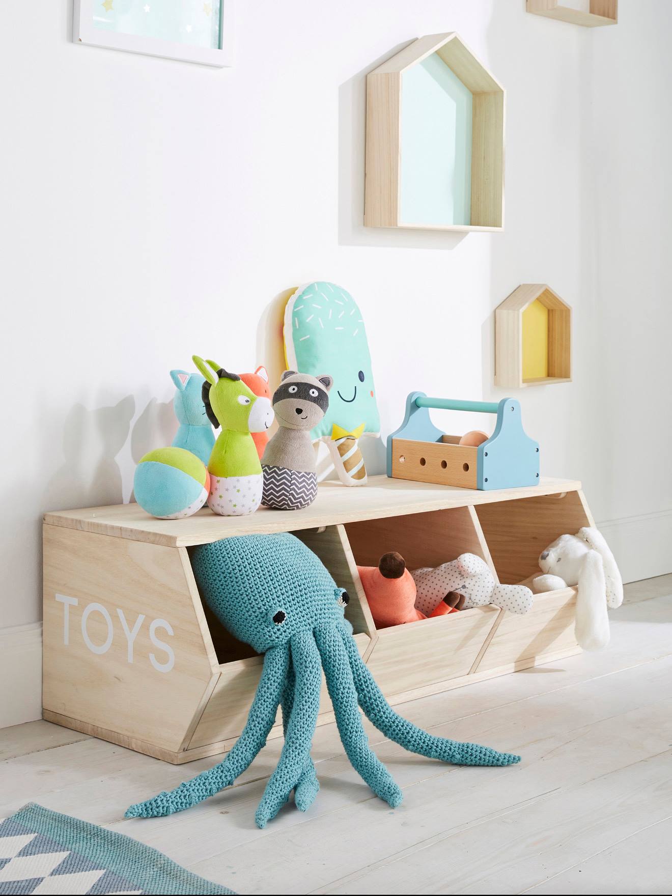 Meuble 3 bacs Toys bois
