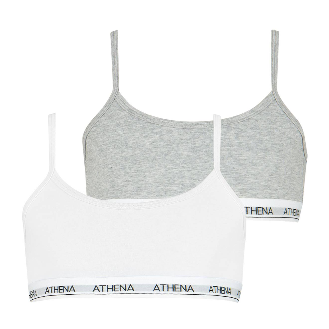 Lot De 2 Brassières Coton Ultra Doux Blanc-gris Chiné