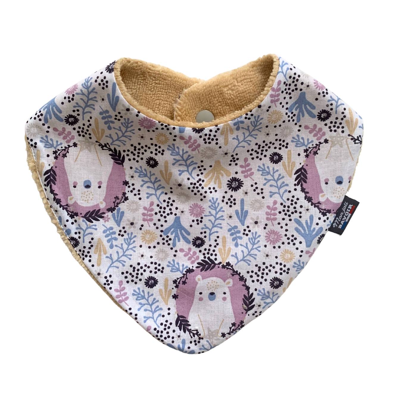 Bavoir Bandana (bleu Imprimé Feuilles) Monaha (Mon Joli Bavoir) - Image 1