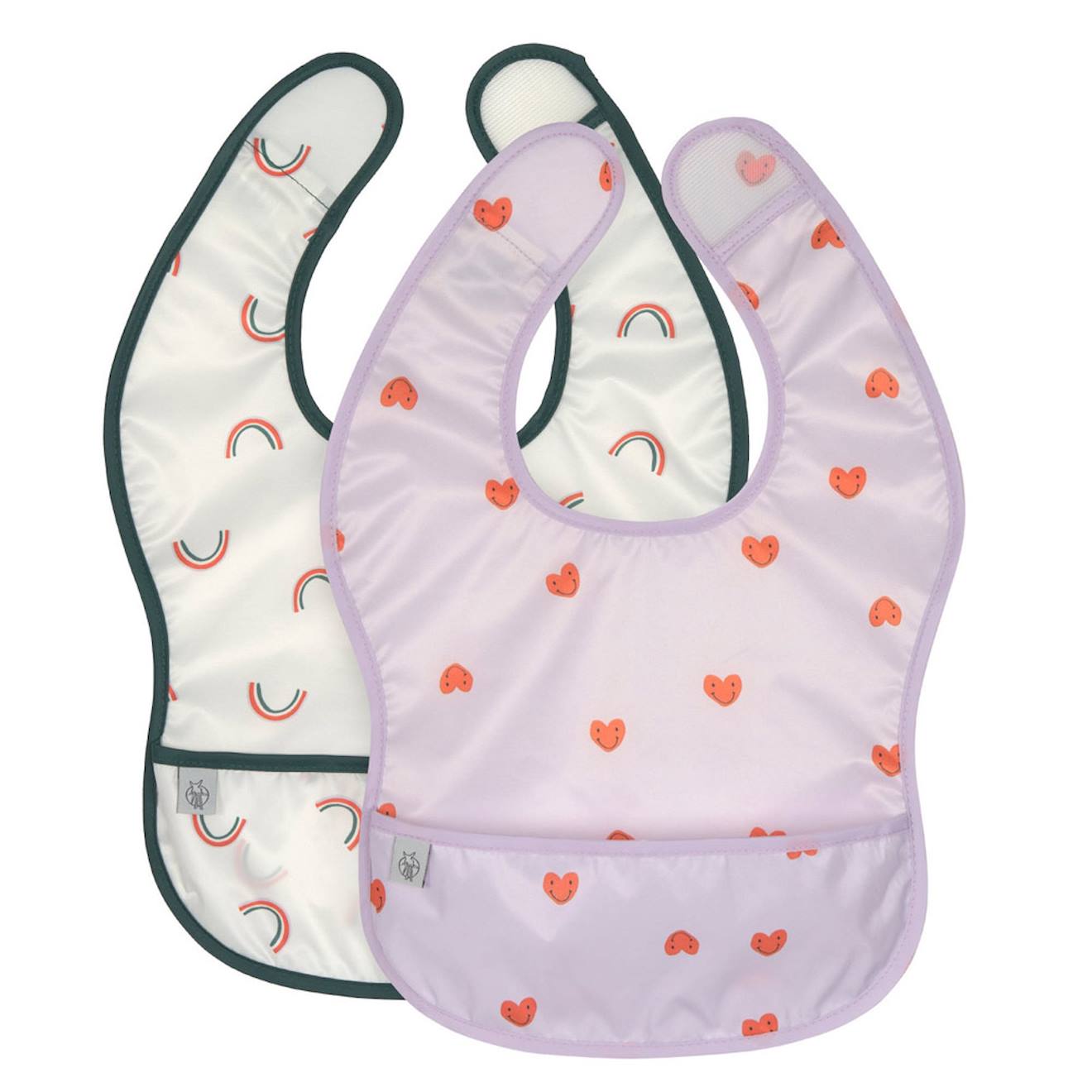 Lot De 2 Bavoirs À Poche Happy Rascals Coeur Rose