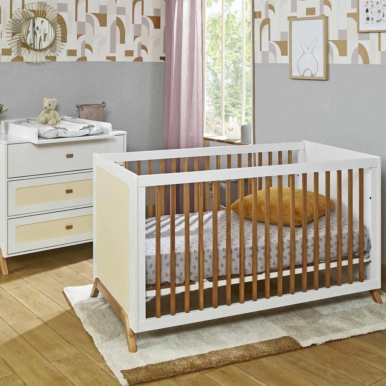 Lit Bébé Avec Cannage Azu Blanc