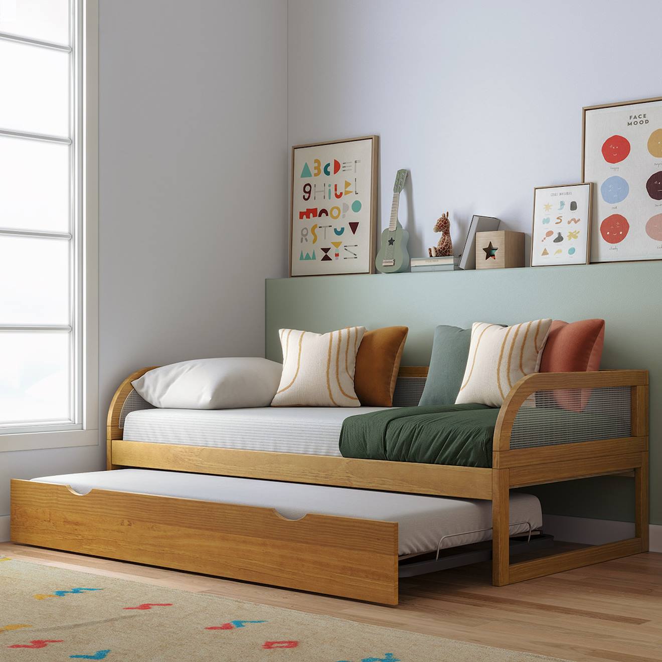 Lit Enfant Gigogne Bois Massif Laya Noisette