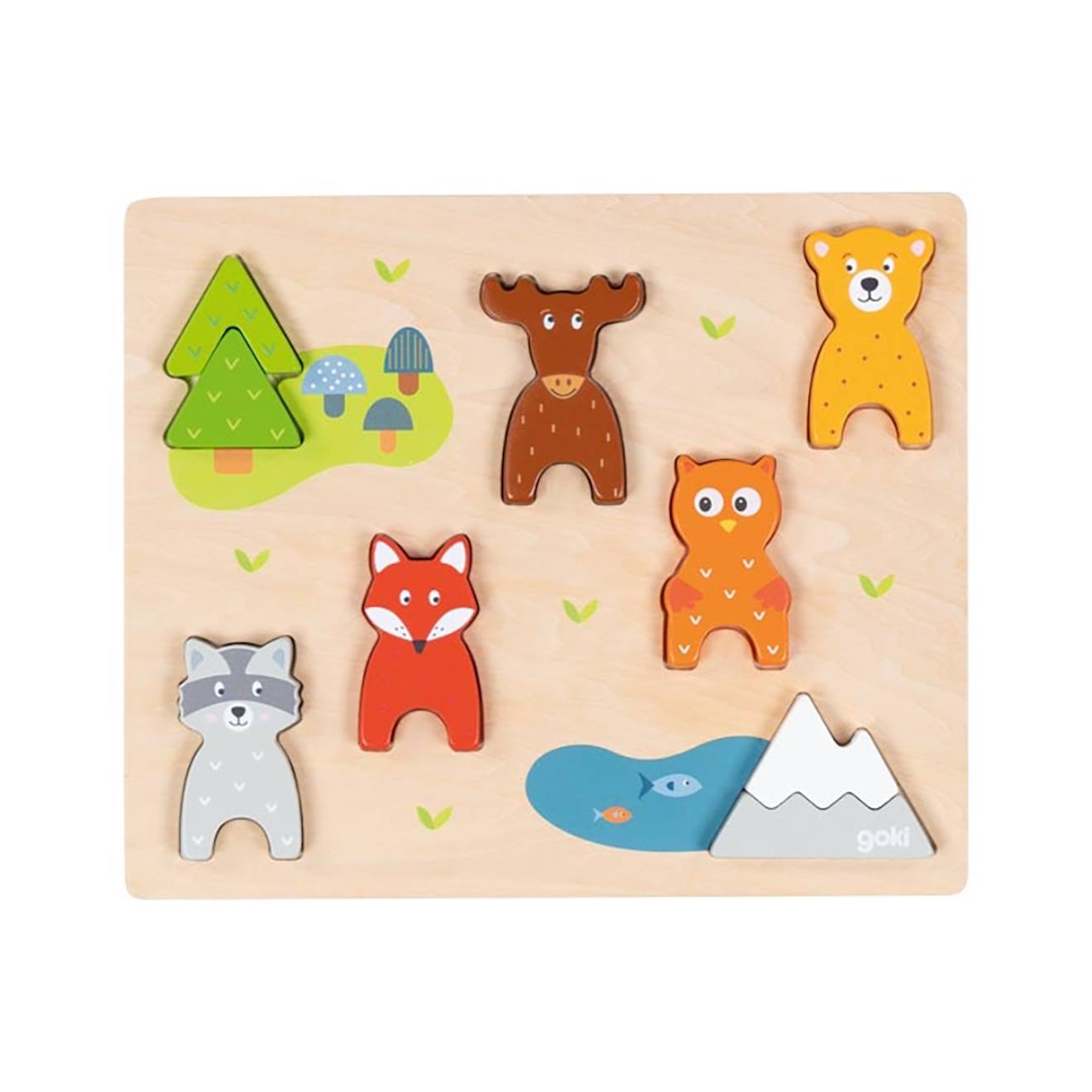 Goki - Puzzle Et Figurine Animaux De La Forêt Multicolore