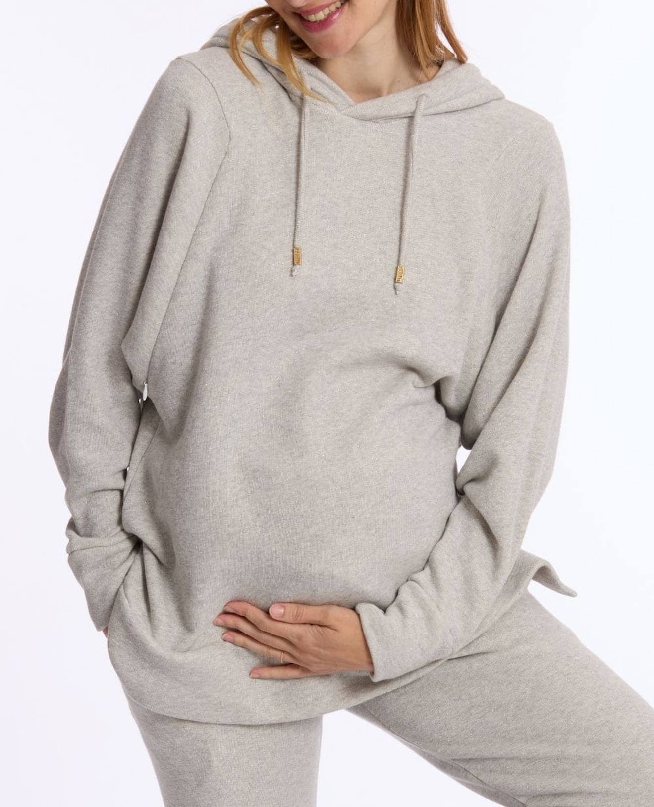 Sweat À Capuche De Grossesse Et D'allaitement Billie Gris