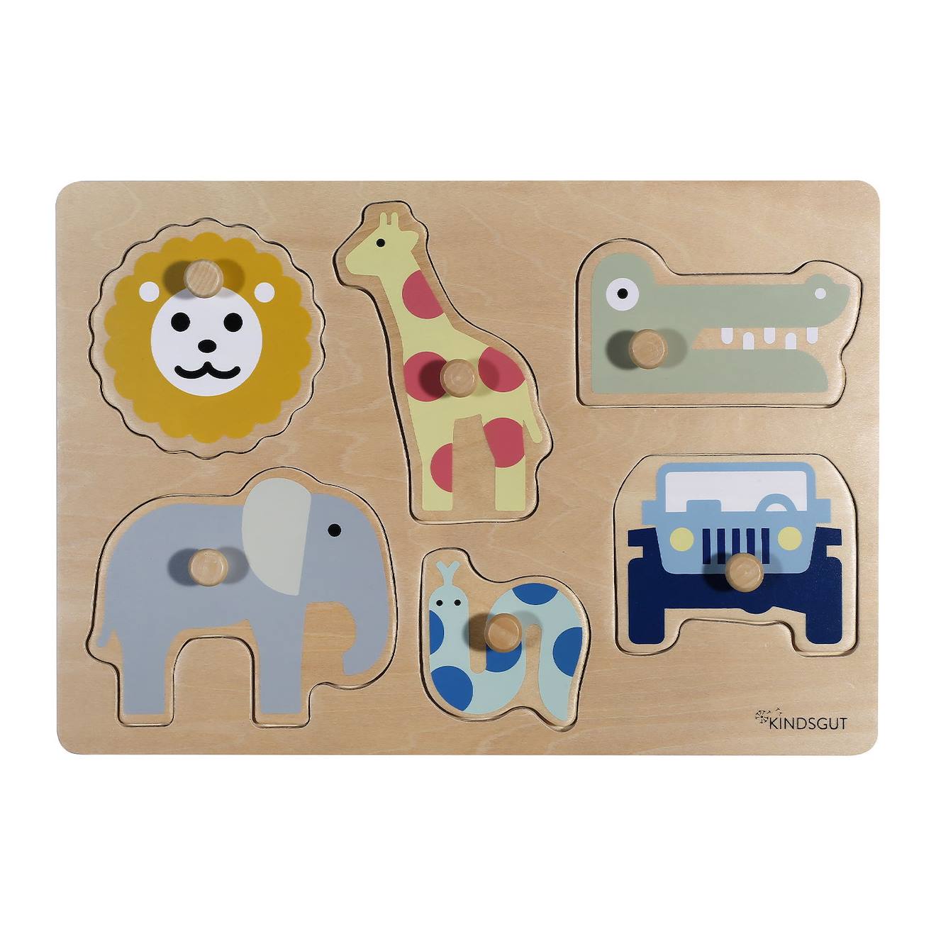 Kindsgut - Puzzle À Encastrer Safari En Bois Multi Coloured