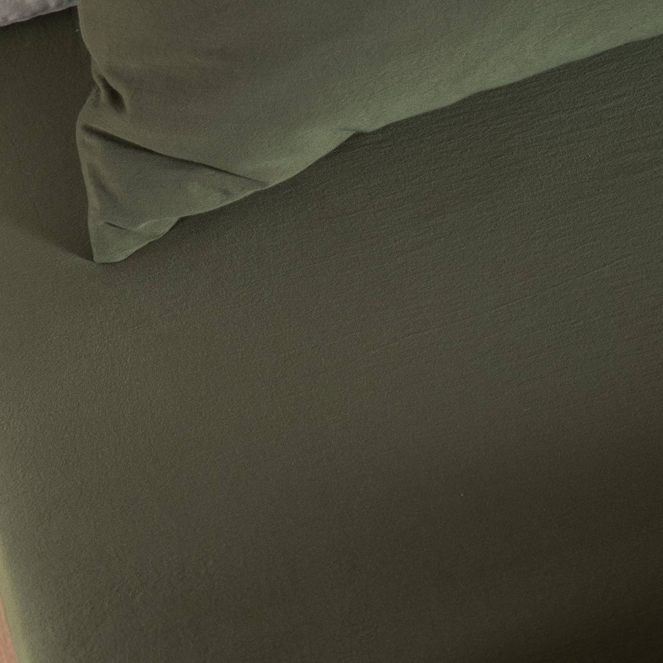 Drap Housse 1 Personne Satin De Coton Bio Lavé Cyprès
