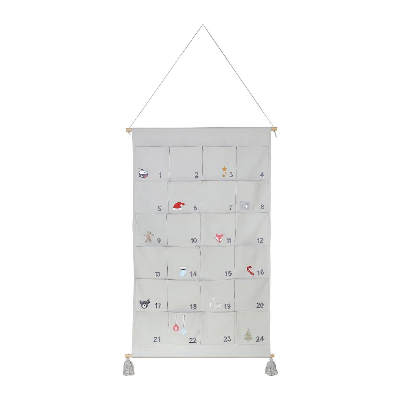 Calendrier De L'avent En Coton Standard 100 By Oeko-tex® Gris