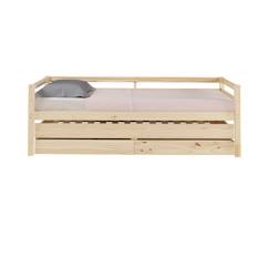 Chambre et rangement-Lit banquette gigogne bois massif alma