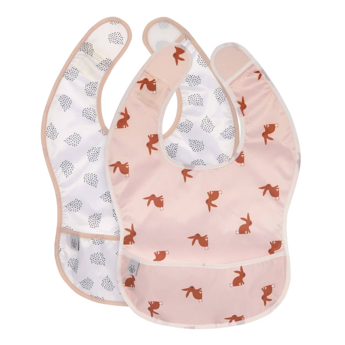 Lot De 2 Bavoirs À Poche Little Forest Lapin Rose