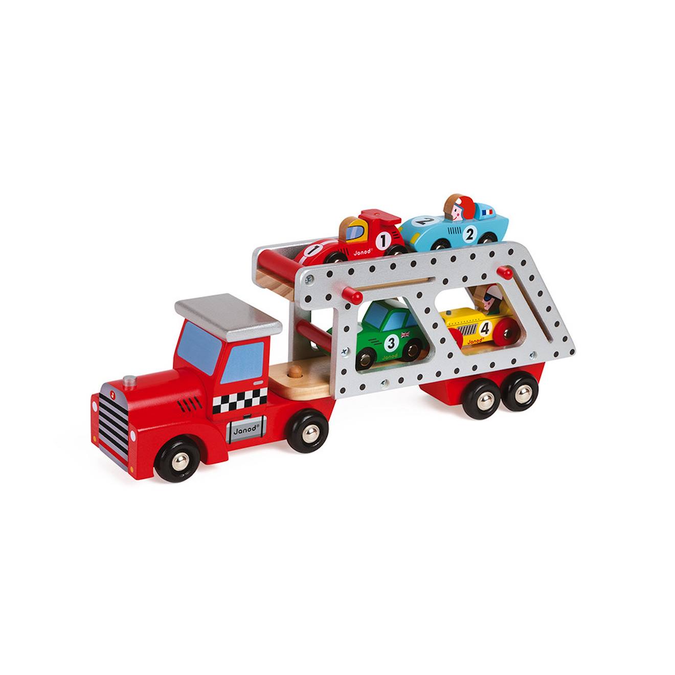 Camion Transporteur 4 Voitures Story Rouge