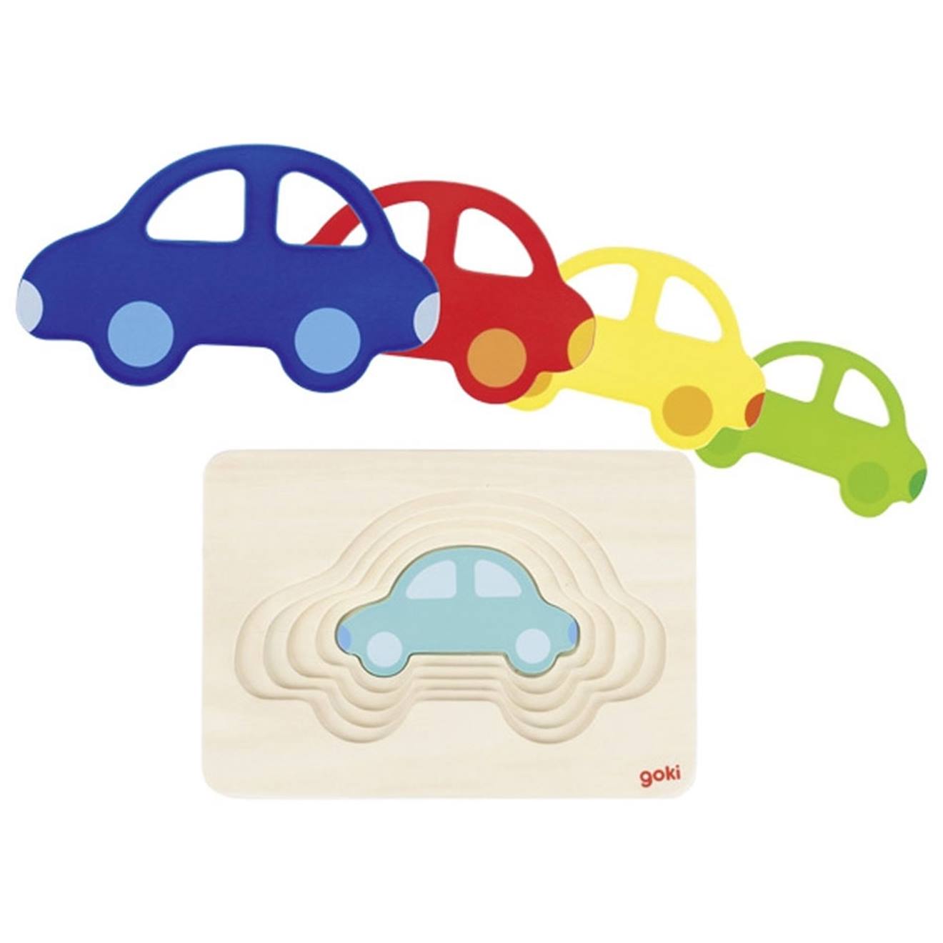 Goki - Puzzle À Couches La Voiture 5 Éléments Multi-coloured