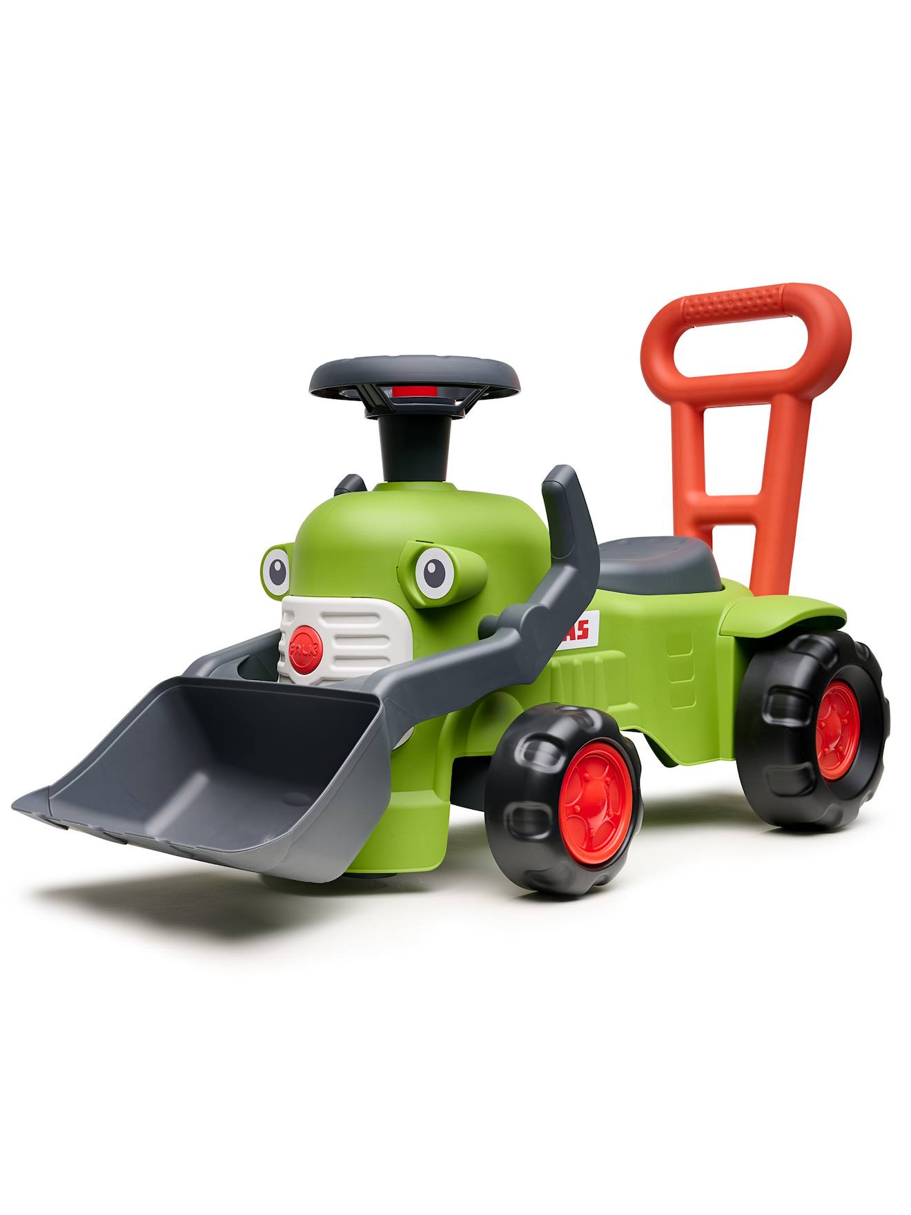 Porteur Avec Pelle Frontale Et Canne De Poussée Vert
