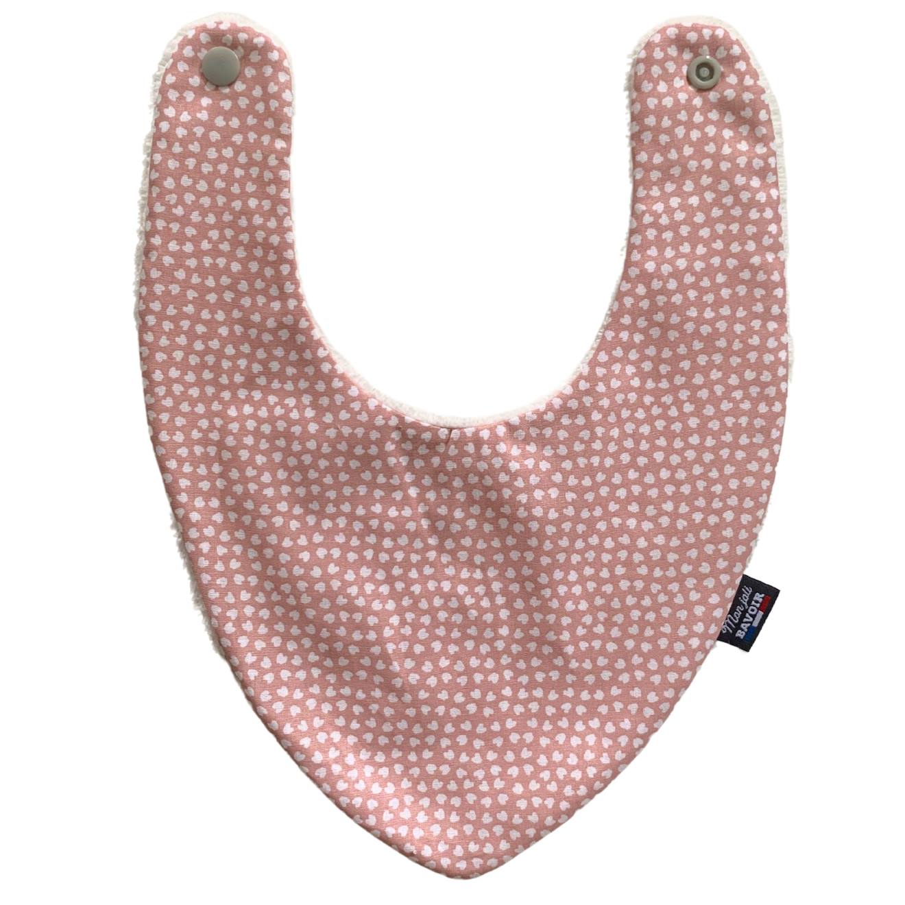 Bavoir Bandana (bleu Imprimé Feuilles) Rose Petites Feuilles