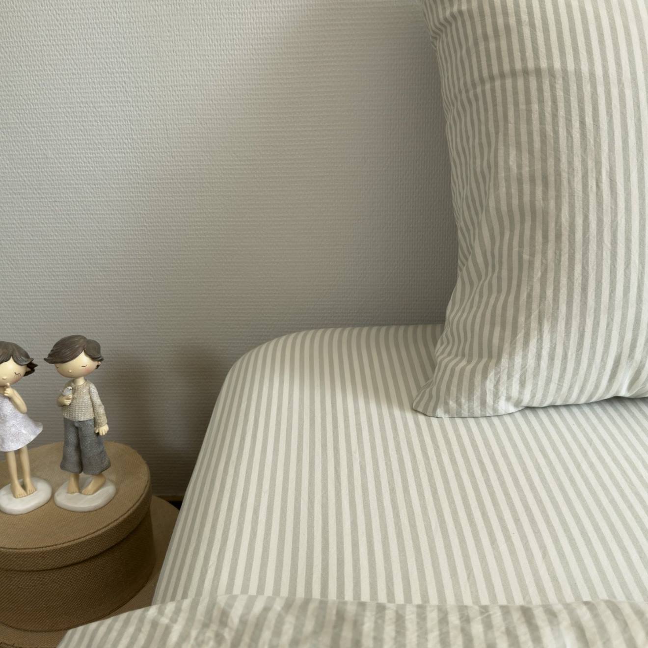 Kadolis - Drap Housse Percale De Coton Bio Rayé 1 Personne Rayé Tilleul