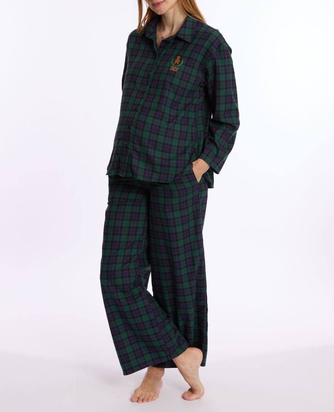 Pyjama De Grossesse Et D'allaitement Teddy Vert