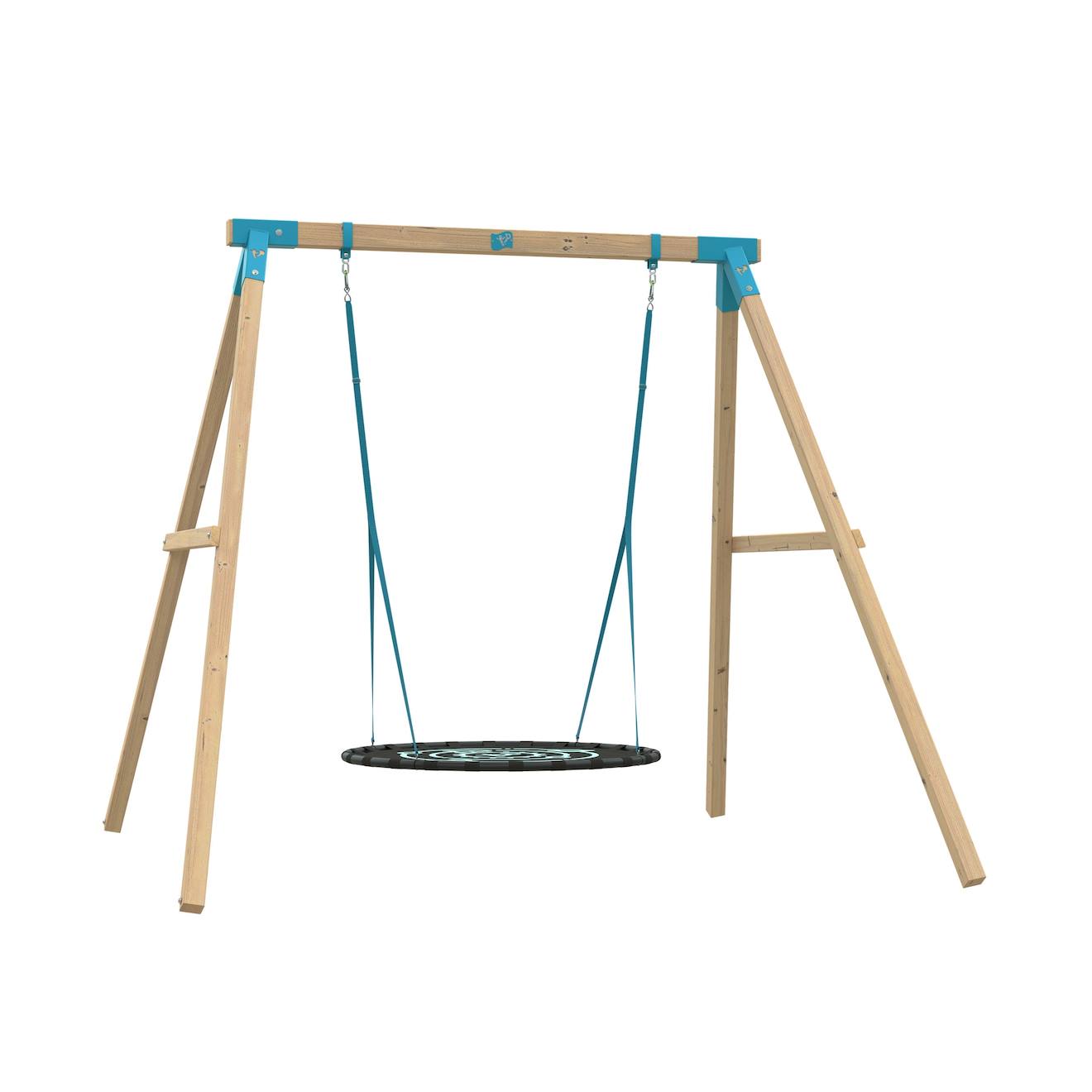 Portique Balançoire Nid Amarante Bois H243cm Marron - Bleu - Vert